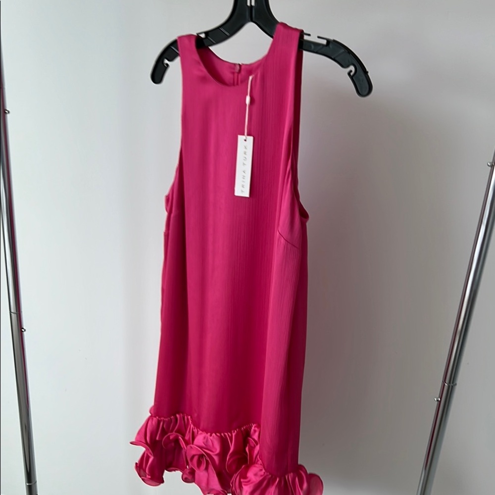 Trina Turk Pink Sleeveless Dress with Ruffle Hem - Picture 4 of 10